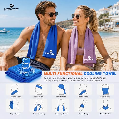 YQXCC 4 Pack Cooling Towels 40"x12", Cold Cool for Neck & Face | Cooling Neck Wraps, Soft Breathable Microfiber Chilly Towels, Ideal for Gym, Yoga, Golf, Running, Camping & Hot Weather - color: Dark Gray*2 + Light Gray*2