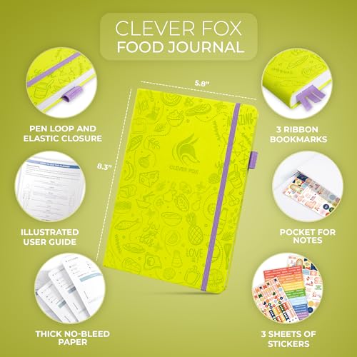 Clever Fox Food Journal - Daily Food Diary, Meal Planner to Track Calories & Nutrients, Weight Tracker Notebook, A5 (Neon Yellow) - color: Neon Yellow, size: A5 (5.8'' x 8.3'')