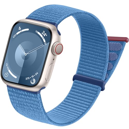 Sport Loop Band Compatible with Apple Watch Bands for Women 44mm 46mm 45mm 49mm 42mm 38mm 40mm 41mm men,Stretch Adjustable Braided Nylon Straps for iWatch Series 11/10/9/8/7/6/5/4/3/2/1/SE/Ultra - color: Blue2, size: 38mm/40mm/41mm/(42mm-series 11 10)