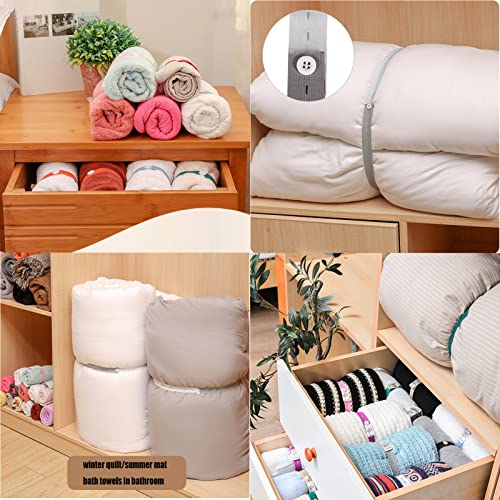 Elastic Band with Buttonholes, 20Pcs Closet Organizer for Bed Sheet, Clothes Organization System for Drawer, Blanket Storage Band, Wardrobe Space Saver for Bedding Comforter Sweater Towel, White - color: White