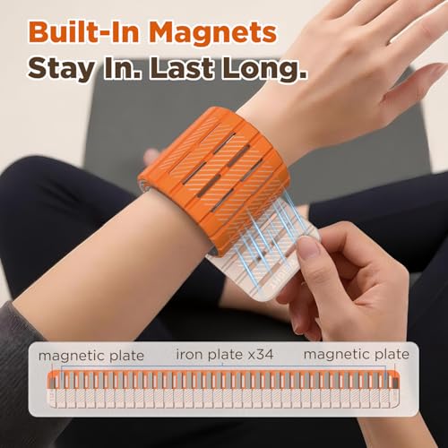 Magnetic Ankle Weights for Women Men Set of 2 (1 lb Each) Adjustable Wrist Weights for Pilates, Yoga, Workout and Daily Training - color: Orange & Starlight