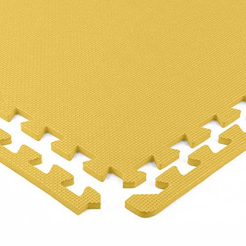 Flooring Inc's Puzzle Exercise Mats, EVA Foam Interlocking Floor Mats for Protective, Cushioned Workout Flooring for Home and Gym Equipment, Multiple Sizes & Colors - color: Yellow, size: 1/2" Thick