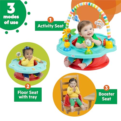 Bright Starts 3-in-1 SuperSeat Playful Paradise, Baby Activity Seat with Toys, Snacking Tray, Booster Seat, BPA Free Tray, Unisex, 6 Months + - color: Playful Paradise