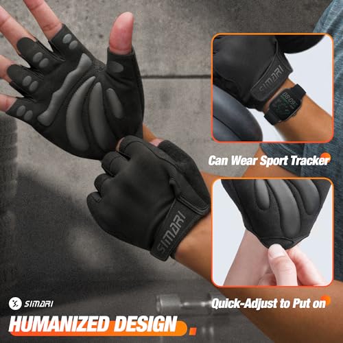 SIMARI Breathable Workout Gloves for Men and Women, Padded Weight Lifting Gloves with Great Grip, Full Palm Protection for Gym Training, Cycling, Weightlifting, Exercise, Crossfit, Climbing - color: 1a-Iron Black, size: Small