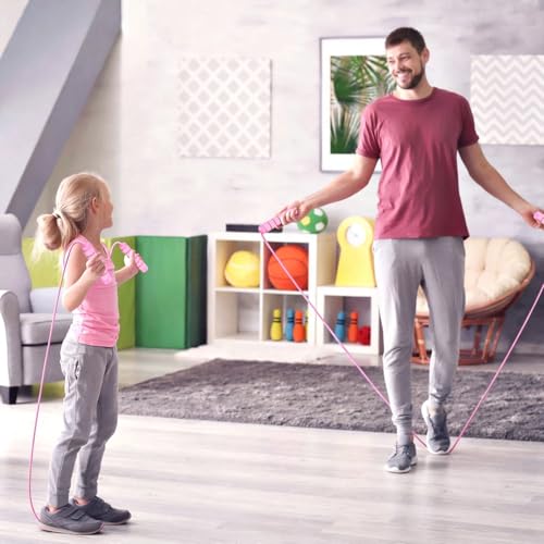 Jump Rope, Tangle-Free Rapid Speed Jumping Rope Cable with Ball Bearings for Women, Men, and Kids, Adjustable Steel Jump Rope with Foam Handles for Home Gym Exercise Fitness Workout Equipment & Slim Body - color: Bubblegum