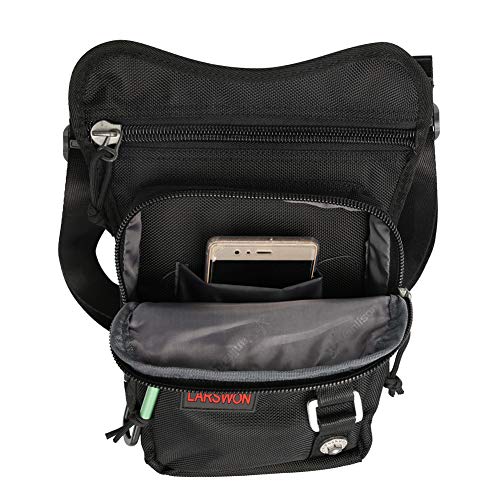 Thigh Pack, Larswon Leg Bag Thigh Pouch Bag Tactical Waist Bag Motorcycle Bag Waterproof - color: A- Black, size: Medium