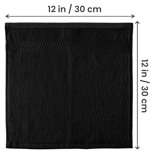Utopia Towels 12 Pack Premium Wash Cloths Set, 12 by 12 Inches, 100% Cotton Ring Spun, Highly Absorbent and Soft Feel Essential Washcloths for Bathroom, Spa, Gym, and Face, Black - color: Black, size: 12 Wash Cloths