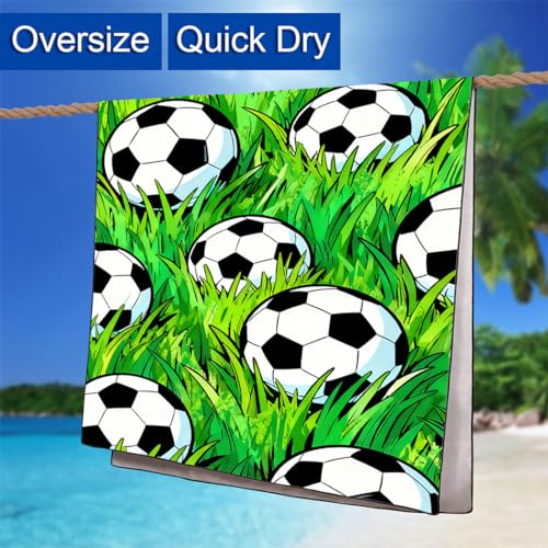 Grass Field Soccer Beach Towel, 36"x72" Sand Free Quick Dry Thin Lightweight Microfiber Gifts for Football Lovers - color: Sport-7
