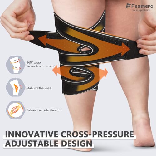 Plus Size Knee Brace for Women and Men, Innovative Cross-Pressure Adjustable Knee Support with Side Stabilizers for Meniscus Tears, Arthritis and Joint Pain Relief (5XL/6XL) - size: 5XL/6XL