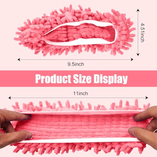 1 Pair Floor Cleaning Mop Slippers Set, Slip On Mopping Accessories for Indoor Household Floor Care and Daily Cleaning Tasks(Pink) - color: Pink
