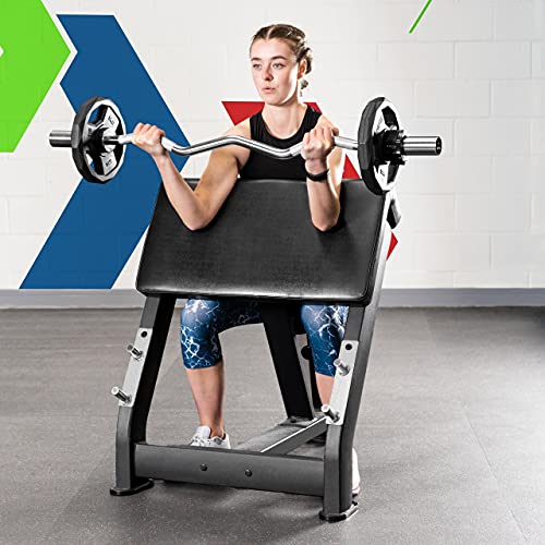 METIS EZ Curl Bar - Tricep Bar for Arm Weights Exercises | Weight Bars For Lifting | Bicep Curl Bar | Strength Training Equipment | EZ Weight Bar - style: + 22lb Weight Plates [Pair]
