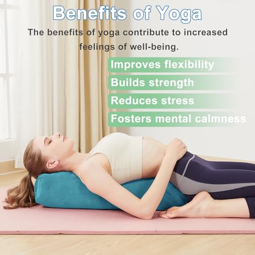 Rectangular Yoga Bolster Pillow, Meditation Pillow for Yin & Restorative Yoga, Filled with Wasted Sponge - color: Green