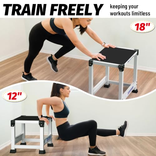 GanFindX Steel Plyo Box 18 Inch, Metal Jump Box for Home Gym Training | Plyometric Jump Box with 17*13" Anti-Slip Surface, Strength Training Step Box for Agility, Cardio,Fitness, White