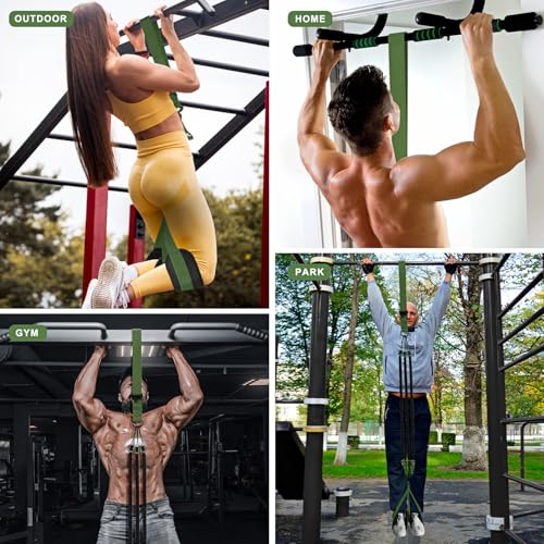 HPYGN Two Foots Pull Up Assistance Bands, Heavy Duty Resistance Band for Pull Up Bar, Adjustable Weight/Size with Fabric Feet/Knee Rest, Bands for Pull Up Assist for Strength Training, Pull Up - color: Army Green