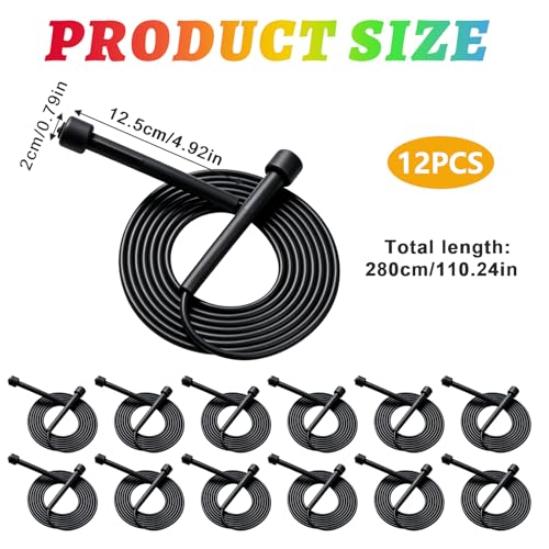 YYDYTTKX Adjustable Jump Rope Bulk, 9.2 ft Tangle-Free Speed Skipping Rope for workouts, group training, teams, family and Gym Class - color: Black, size: 12