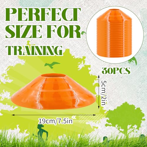 60/30 Pack Soccer Training Cones - Agility Cones with Carry Bag, Sturdy Disc Cones for Sports Training, Soccer, Football, Basketball, Indoor Outdoor Sports, Festive Events, Field Cone Markers - color: Orange- 30 Pack