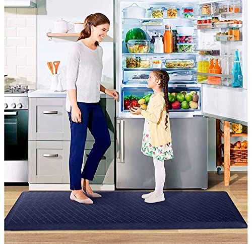 HappyTrends Kitchen Runner Rugs Anti-Fatigue mats - 4/5 Inch Thick Non Slip Waterproof Ergonomic Comfort Mat for Kitchen, Floor Home, Office, Sink, Laundry (17.3"x 60",Blue) - color: Blue, size: 60"L x 17.3"W x 0.8"Th