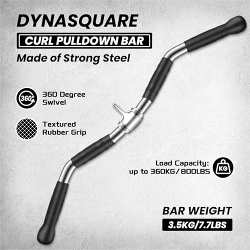 LAT Pulldown Attachments Combo, Cable Machine Accessories with Curl Pulldown Bar, Fit Most Gym Machines, Made of Heavy Duty Solid Steel - color: Sliver