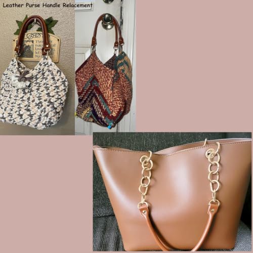 AUEAR, 15.7 Inches Replacement Handles Purses Straps Brown Handbag Strap Replacement for Small Handmade Straw Bag (Style A, 2 Pack) with Gold Metal Lobster Buckles - color: Brown