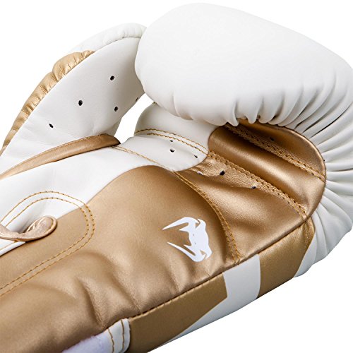 Venum Elite Boxing Gloves - color: White/Gold, size: 10-Ounce