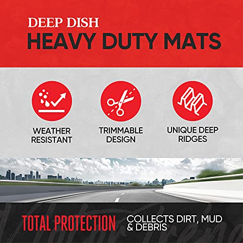 Motor Trend FlexTough Plus-2 Piece Front Car Floor Mats- Black Contour Liners-Deep Dish Heavy Duty Rubber Floor Mats for Car SUV Truck & Van-All Weather Protection, Universal Trim to Fit - color: Black 2pc, style: FlexToughXL
