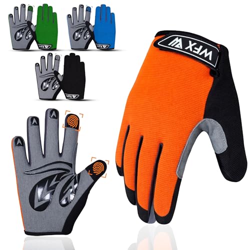 WFX Cycling Gloves Toddler Mountain Bike Handlebar Grips Gel Padding Full Finger Baseball Glove Workout Football Gloves Youth Boys 6-12 Kids Gardening Gloves MTB Gloves - color: Light, size: S (6-8) Years Kid