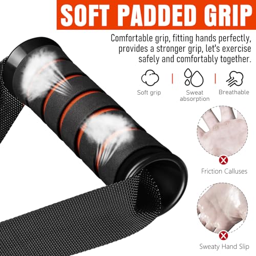 Heavy Duty Exercise Handles, Gym Cable Handles for Cable Machine Attachments, D Handle Cable Attachments, Handles for Resistance Bands, Workout Accessories, Fitness Equipment for Home Gym - color: Black Orange