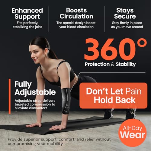 Tennis Elbow Brace for Women & Men, Fitness and Everyday Use (Large) | Elbow Compression Sleeve for Tendonitis, Arthritis, Tennis Elbow & Golfers Elbow, Reduce Elbow Pain During Fitness Activity - color: Gray, size: Large