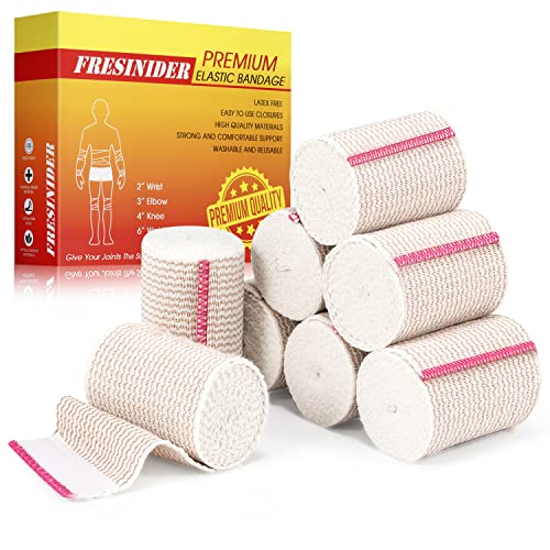 FRESINIDER Premium Elastic Bandage Wrap, 8 Pack 3" Cotton Latex Free Compression Bandage Wrap with Touch Closure at Both Ends, Support & First Aid for Sports, Medical, and Injury Recovery - color: 8 Pack X 3 Inches