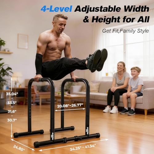 RELIFE REBUILD YOUR LIFE Dip Station Functional Heavy Duty Dip Stands Fitness Workout Dip bar Station Stabilizer Parallette Push Up Stand - color: Black