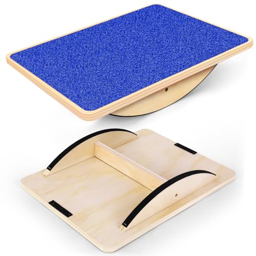 Balance Board Professional Wobble Board for Adults Anti-Slip 350LBS Balance Boards for Physical Therapy Standing Desk Core Strength Wooden Balance Board Rocker Board - color: Blue Balance Board