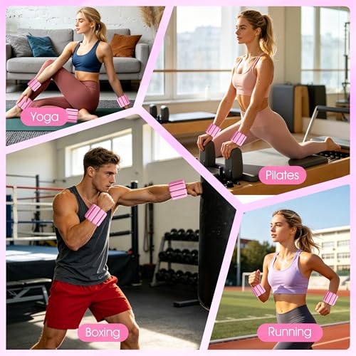Wrist Weights, 2Pack Adjustable Ankle Weights for Women/Men, Silicone Weighted Bangles for Yoga, Pilates, Running & Walking, Arm & Leg Weights, 2lb - color: Pink