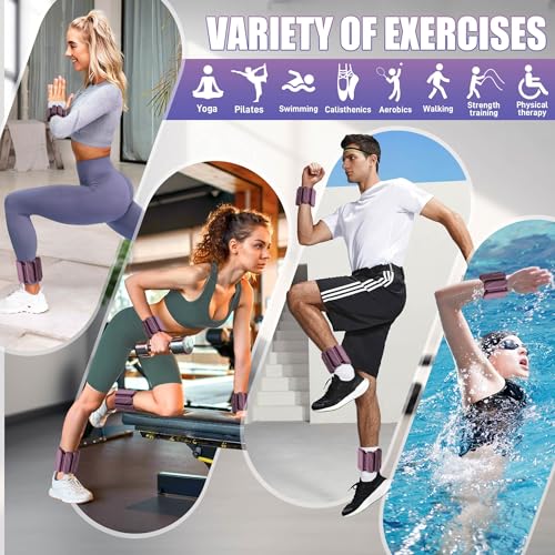 BECOJADDE Ankle Weights Set of 2 (1 lb/2 lb Each) for Women Men Adjustable Wrist Bracelet for Home Gym Weighted Bangles Wristbands Leg Arm Weights for Walking Swimming Running Pilates Yoga Gym - color: Deep Plum, size: 4 Lb Pair (2 Lb Each)