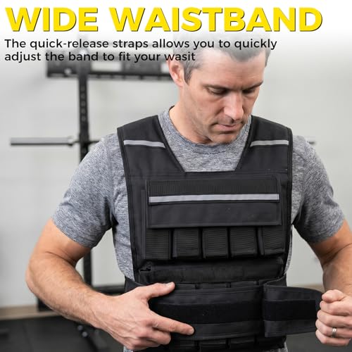 F2C Adjustable Weighted Vest 30lb / 40lb / 60lb, Removable Sandbag Weight Vest for Men Women, Running Walking Rucking, Strength & Fitness Training Vest with Reflective Strips - size: 60 lbs