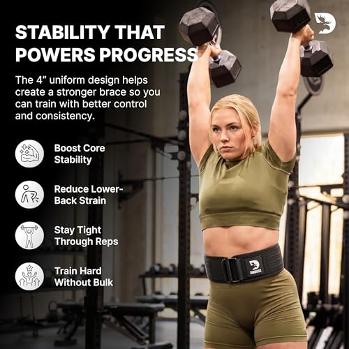 DMoose Fitness Auto Locking Weight Lifting Belt for Men & Women - 4" Nylon Squat & Deadlift Belt with Quick-Release Buckle - Gym Workout Belts for Lumbar Back Support for Weightlifting & Powerlifting - color: Black 2.0, size: Small