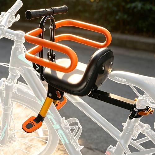 Child Bike Seat for Adult Bike,Retractable Baby Bike Seat Front Mounted for Children 2-6 Years Old - color: gold for MTB