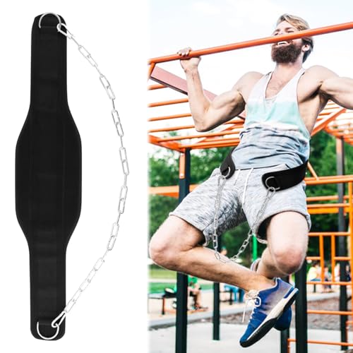 Dip Belt for Weightlifting,Weighted Pull Ups Belt with Chain,Weightlifting Belts for Men Women,Gym Workout Waist DipBelt for Weight Lifting,Squat,Training,Fitness Weight Belts