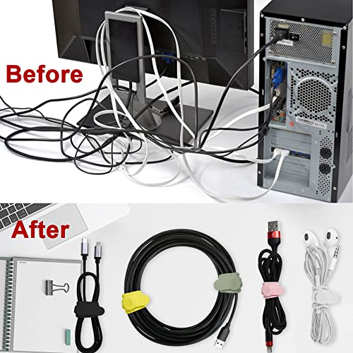 100Pcs Silicone Cable Ties Cord Organizer for Bundling Earphone, Phone Charger, Computer Cords, Reusable Cable Ties Wire Organizer in Home,Office,Kitchen,School (5 Colors) - color: 100pcs-multicolor, size: 4.2 Inch