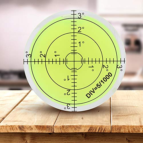 Generic 60mm Round Level Bubble, Crystal Clear ABS Acrylic Measuring Tool with Scale, for Camera Platform Balance Electronic Scale Horizontal Calibration