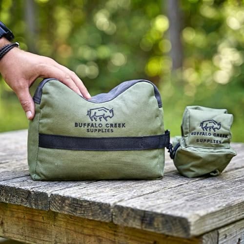 Buffalo Creek Supplies All Weather Durable Front and Rear Shooting Rest Bags, Rifle Rest Sand Bag for Bench Rest Shooting, Hunting, Target & Competitive Sports Shooting-Unfilled - color: Olive Drab