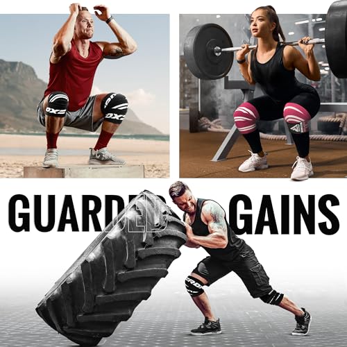 RDX Knee Wraps for Weightlifting, 78” Elasticated Straps Power Lifting Leg Press Support Gym Fitness Squats Workout Men Women - color: White