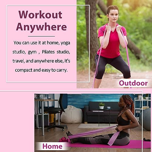 Resistance Bands for Physical Therapy, Bands for Working Out, Latex Free Elastic and Exercise Bands Set for Stretching, Suitable for Rehab, Yoga, Pilates, Gym, Home Exercise - color: Gradient Pink 5-80lbs