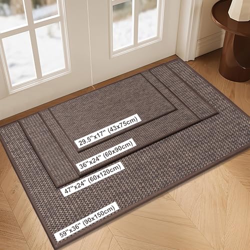 LEKEEPGO Door Mat 24"x36", Non Slip Door Mat Indoor Entrance, Rubber Backing Front Indoor Door mats Washable Absorbent Low-Profile Entryway Entry Resist Dirt Inside Door Mats, Brown - color: Coffee, size: 2' X 3' (Rectangular)