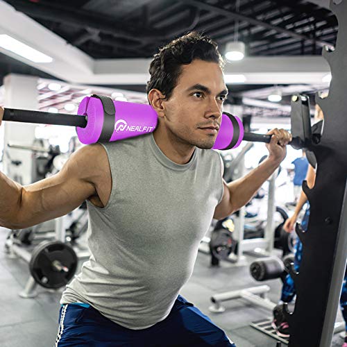 NEALFIT Barbell Pad Squat Pad for Squats—Squat Bar Pad—Great for Weightlifting,Lunges and Hip Thrusts—Foam Sponge Pad—Fit Standard and Olympic Bars Perfectly - color: Purple