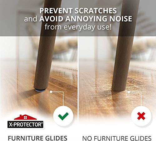 Chair Glides X-PROTECTOR – 1" Furniture Glides 40 pcs – Grey Nail-on Chair Sliders – Premium Chair Leg Floor Protectors – Slide Effortlessly with Chair Leg Pads That Protect Your Floor! - size: 1" 40 PCS Grey