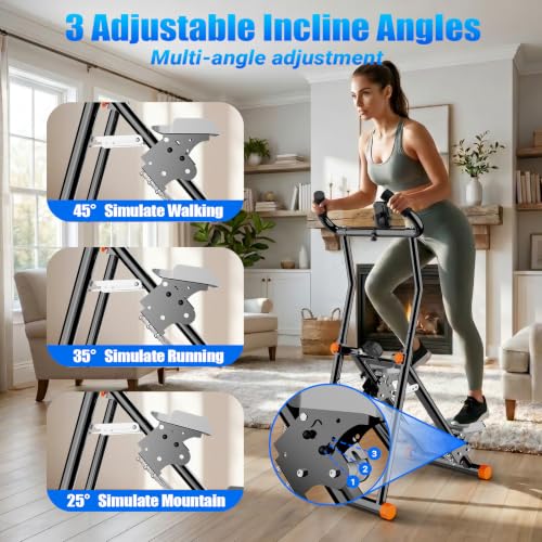 YYJO Foldable Stair Stepper 3 Adjustable Resistance Stair Climber with Handle Bar Cardio Exercise Machine for Home - color: Black Stepper with Resistance