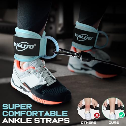 WALITO Gym Ankle Straps for Cable Machines Women & Men - Glute Kickback Ankle Cuff, Adjustable Cable Machine Accessories for Leg Extensions, Hip Abductors & Lower Body Workouts - color: Pair-Macaron Blue