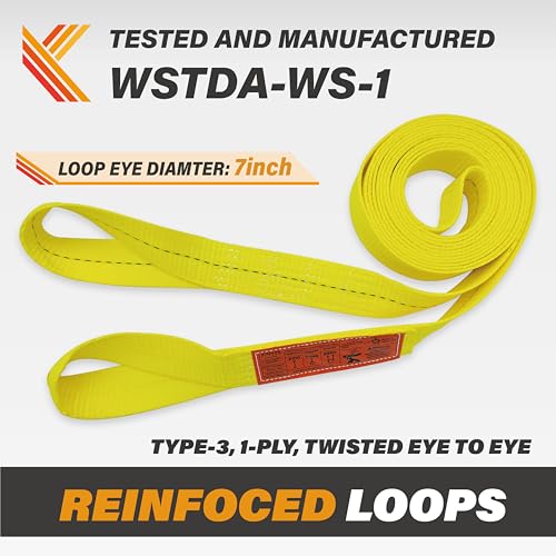 1-Ply Lifting Sling Straps 2”x 12ft - 3100lbs Vertical Capacity Heavy Duty Flat Eye Lift Sling, for Rigging Moving Towing Hoisting -2Pack - Kodiak Straps - color: 2 PACK, size: 2inch x 12ft