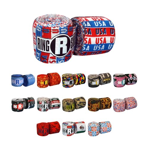 Ringside Apex 180” Boxing Hand Wraps Pair - Durable, Elastic Training Wraps with Hook & Loop Closure, Multi-Color Options, Perfect for MMA, Muay Thai, Kickboxing - color: USA