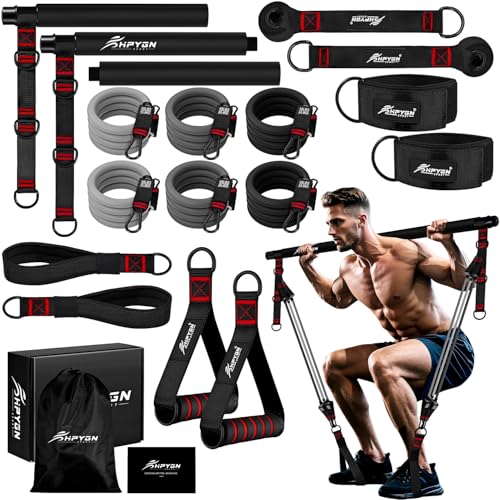 HPYGN Pilates Bar Kit with Resistance Bands, Heavy Duty Multifunctional Pilates Workout Equipment for Strength Training, HIP, Back, Arms, Ab, Shoulders, Portable Home Gym & Travel Fitness Gear for Men - style: 270lbs